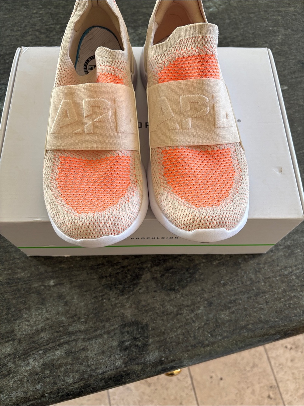 APL Mens Slip-On Sneakers in Cream and Orange